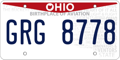 OH license plate GRG8778