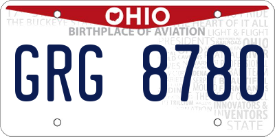OH license plate GRG8780