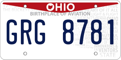 OH license plate GRG8781