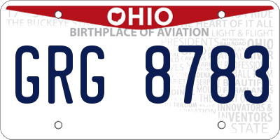 OH license plate GRG8783