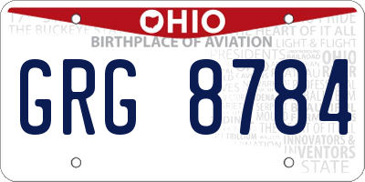 OH license plate GRG8784