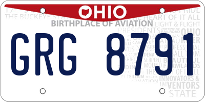 OH license plate GRG8791