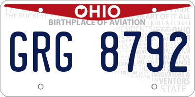 OH license plate GRG8792