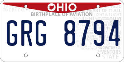OH license plate GRG8794