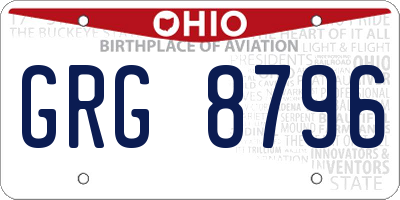 OH license plate GRG8796