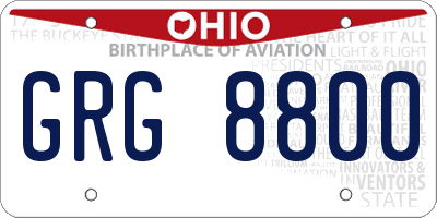 OH license plate GRG8800