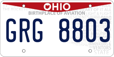 OH license plate GRG8803
