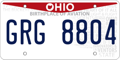 OH license plate GRG8804