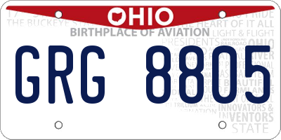 OH license plate GRG8805