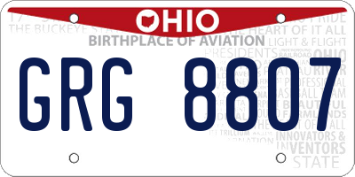OH license plate GRG8807