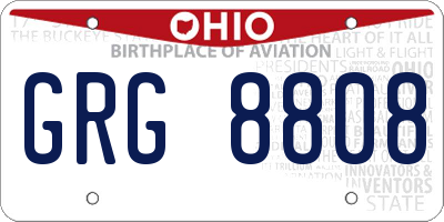 OH license plate GRG8808
