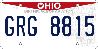 OH license plate GRG8815