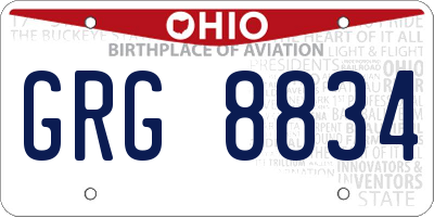 OH license plate GRG8834