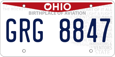 OH license plate GRG8847