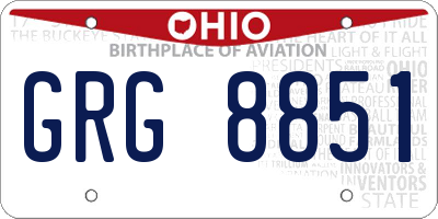 OH license plate GRG8851