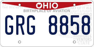 OH license plate GRG8858