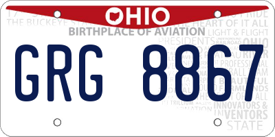 OH license plate GRG8867