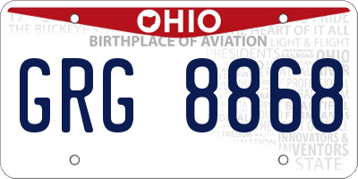 OH license plate GRG8868