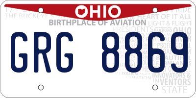OH license plate GRG8869