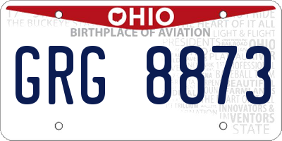 OH license plate GRG8873