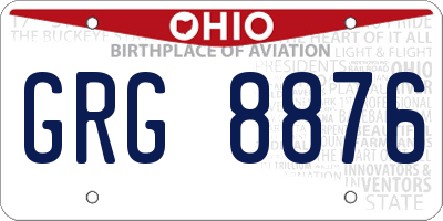 OH license plate GRG8876