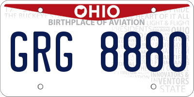 OH license plate GRG8880