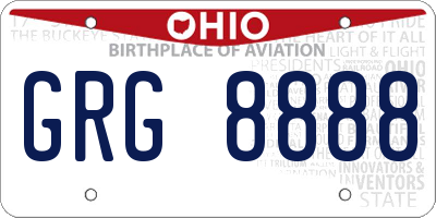 OH license plate GRG8888