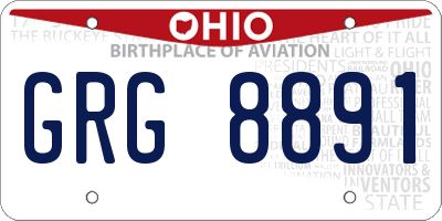 OH license plate GRG8891