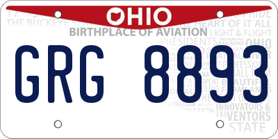 OH license plate GRG8893
