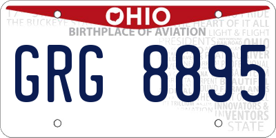 OH license plate GRG8895