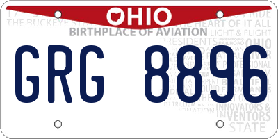 OH license plate GRG8896