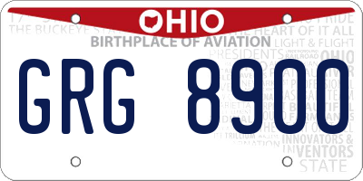 OH license plate GRG8900