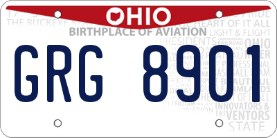OH license plate GRG8901