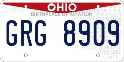 OH license plate GRG8909