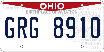 OH license plate GRG8910