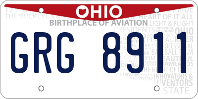OH license plate GRG8911