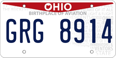 OH license plate GRG8914