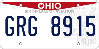 OH license plate GRG8915