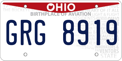 OH license plate GRG8919