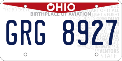 OH license plate GRG8927