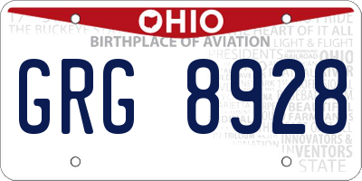 OH license plate GRG8928