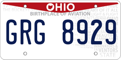 OH license plate GRG8929
