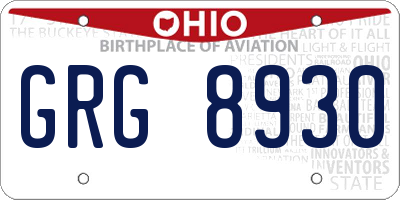 OH license plate GRG8930
