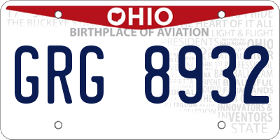 OH license plate GRG8932