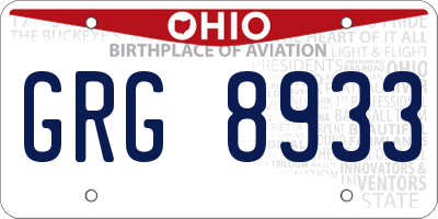 OH license plate GRG8933