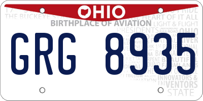 OH license plate GRG8935