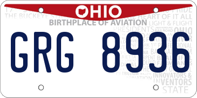 OH license plate GRG8936