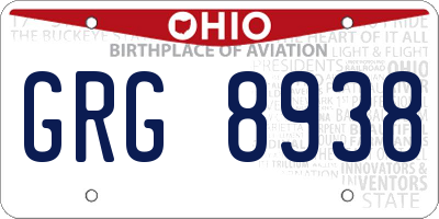 OH license plate GRG8938