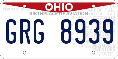 OH license plate GRG8939