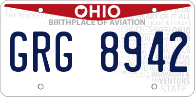 OH license plate GRG8942
